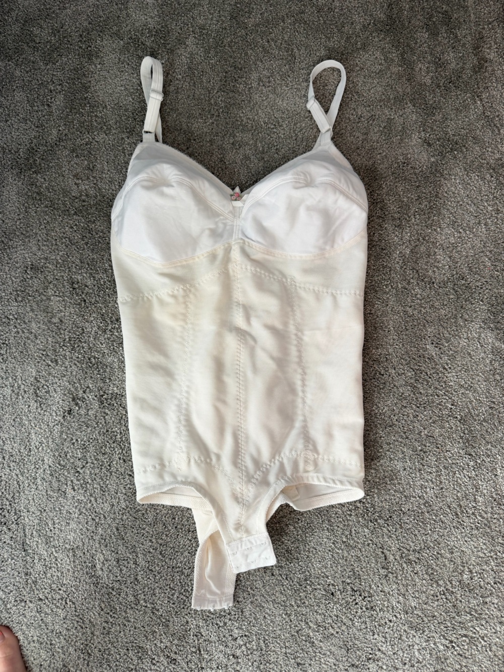 Women’s White One-Piece Shapewear Bodysuit with Built-In Support